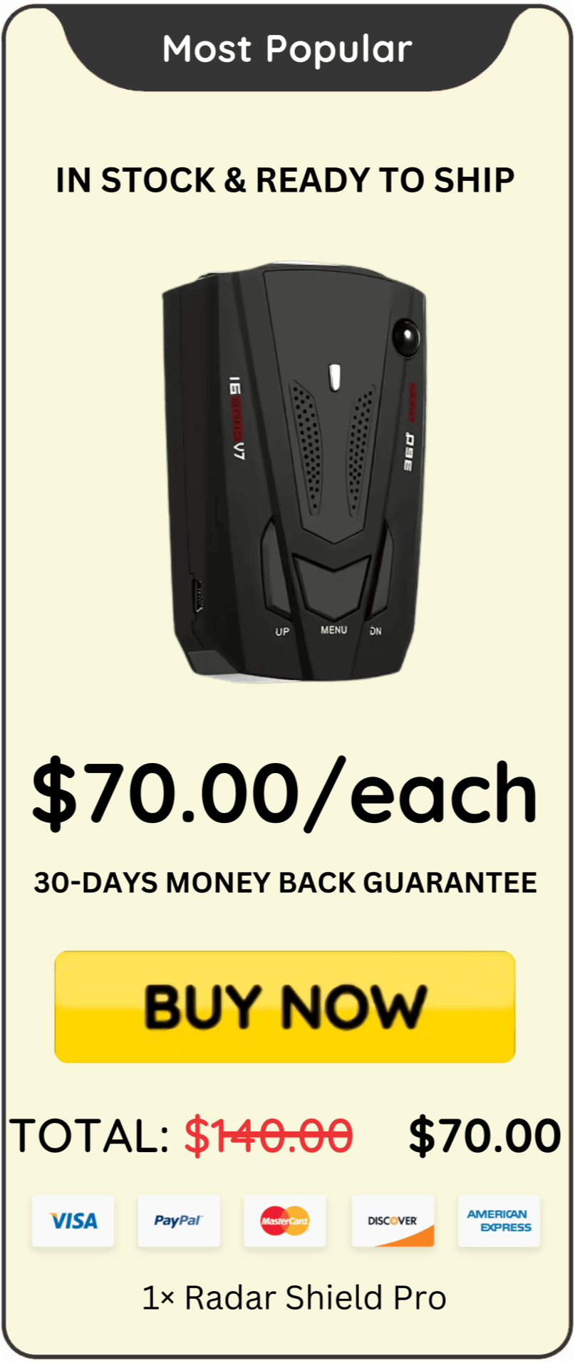Radar Shield Pro Price